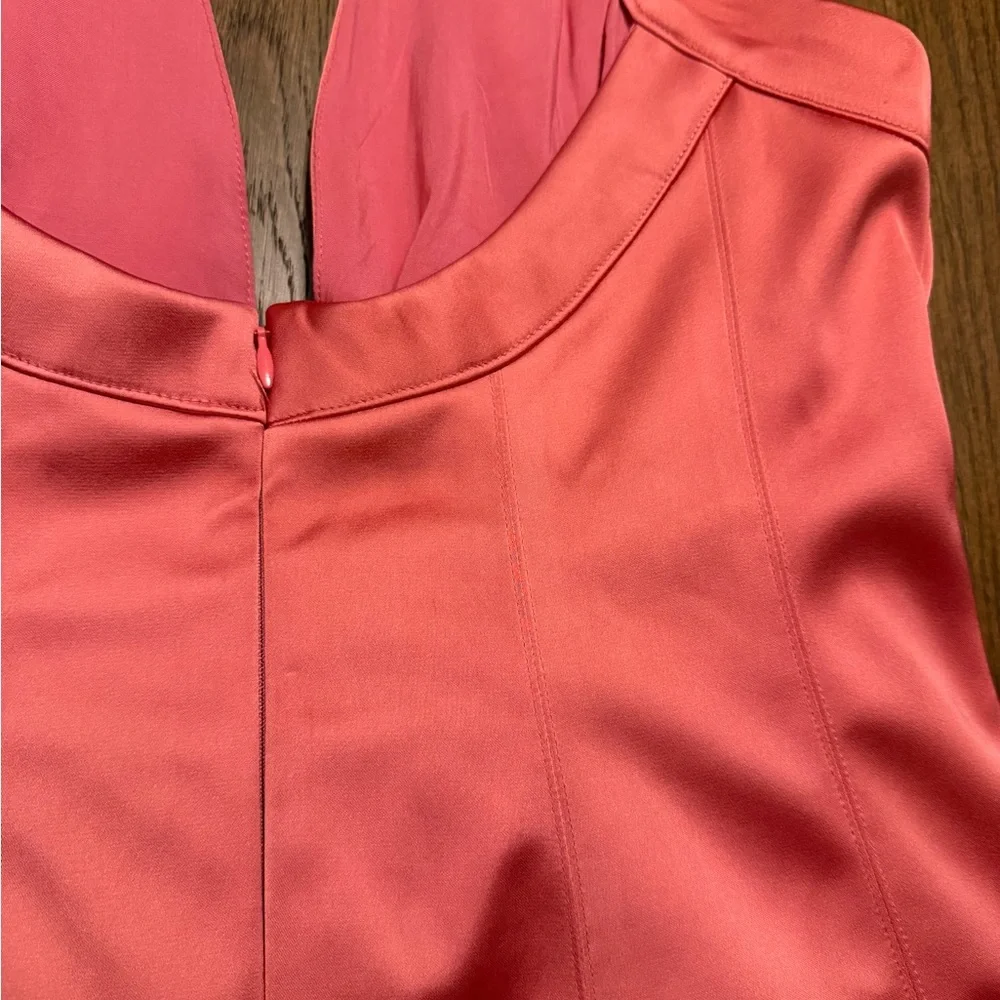 NWT By Anthropologie Sleeveless Plunge Satin Mini Dress Pink Size 14 - Picture 9 of 9